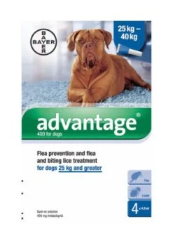 Bayer Advantage 400 Spot-On Solution Dogs 4 X 4ml Pipette 25kg Plus
