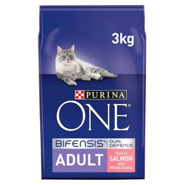 Purina ONE Adult Salmon And Whole Grains Dry Cat Food 3kg 1 Purina ONE Adult Salmon And Whole Grains Dry Cat Food 3kg