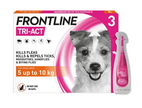 Frontline Tri-Act Dog Spot On For Small Dogs 5-10kg 3 Pipettes 1 Frontline Tri-Act Dog Spot On For Small Dogs 5-10kg 3 Pipettes