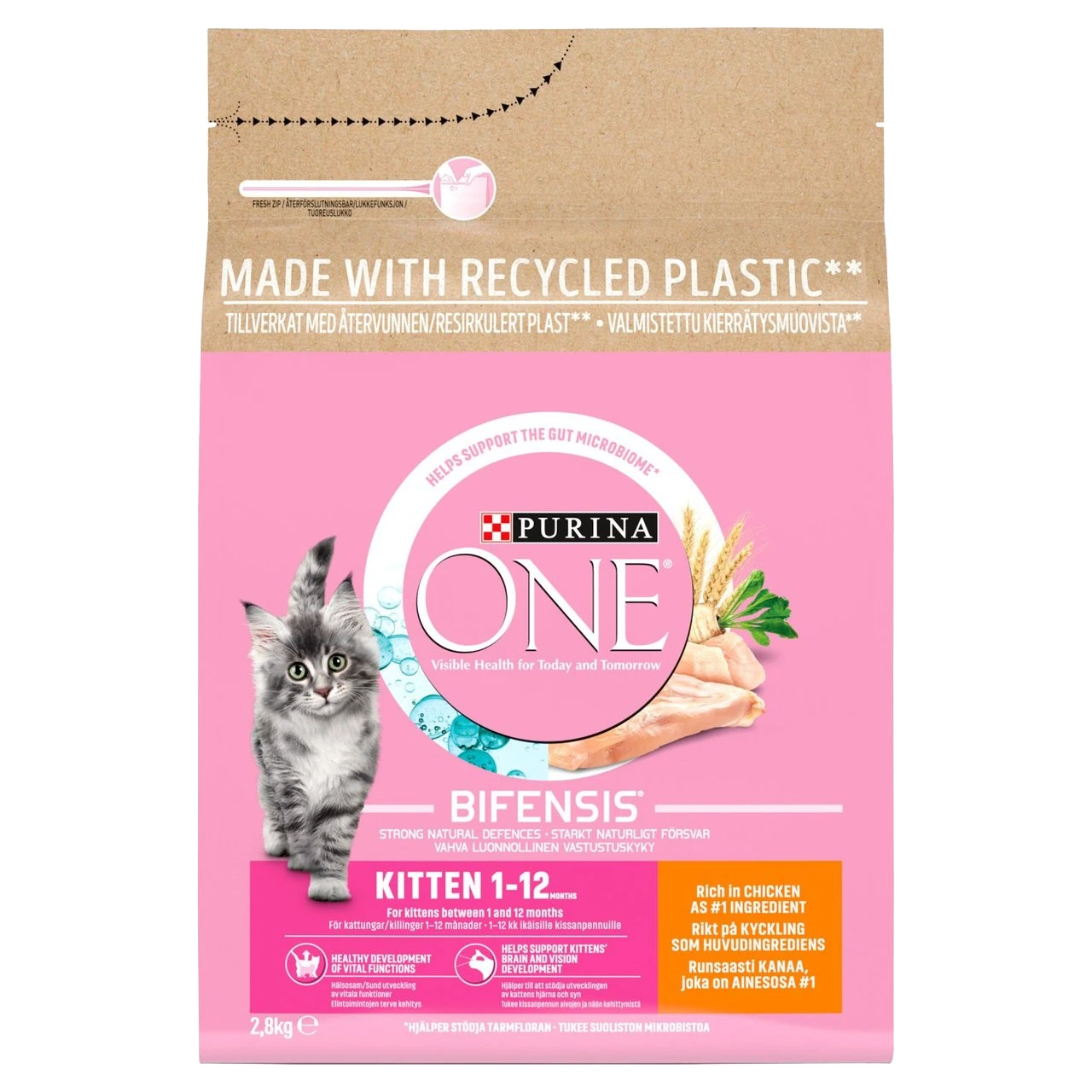 Purina ONE Kitten Chicken & Whole Grains Dry Cat Food 2.8kg 2 Purina ONE Kitten Chicken & Whole Grains Dry Cat Food 2.8kg - Image 2