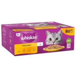 Whiskas Poultry Feasts In Jelly 1+ Adult Wet Cat Food Pouches 80x85g