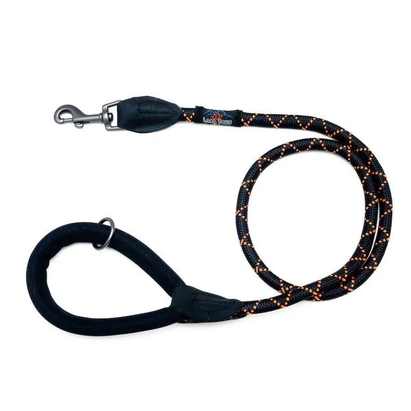 Long Paws Comfort Rope Lead Mk2 120cm Black/Orange 1 Long Paws Comfort Rope Lead Mk2 120cm Black/Orange