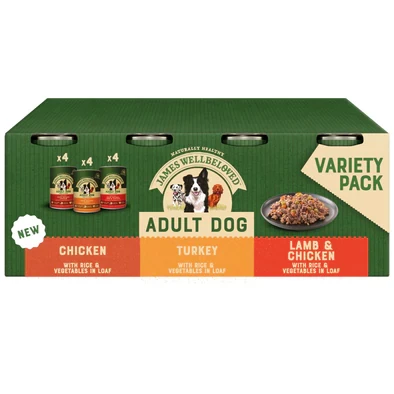 James Wellbeloved Dog - Adult Turkey, Lamb & Chicken In Loaf Variety Pack Cans 12x400g 1 James Wellbeloved Dog - Adult Turkey, Lamb & Chicken In Loaf Variety Pack Cans 12x400g